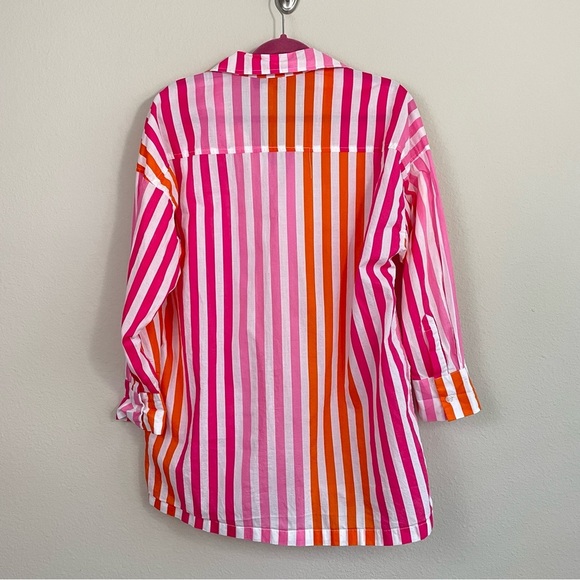Beach Riot Alexa Striped Button Down Shirt in Sunset Size S/M Swim Coverup - Picture 5 of 11